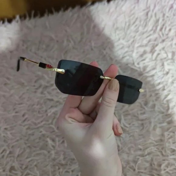 Rimless Sunglasses Rectangle Fashion Popular Women Men Shades Small Square Sun G - Picture 2 of 6
